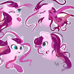 Size: 5000x5000 | Tagged: safe, artist:pinkablue, derpibooru import, midnight dream, pony, absurd resolution, alternate universe, angry, bust, ear fluff, expressions, eyes closed, female, g3, happy, mare, one eye closed, raised hoof, simple background, solo, sparkles