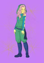 Size: 1536x2173 | Tagged: artist:kutekiki, boots, clothes, crossover, derpibooru import, fluttershy, mirialan, safe, shoes, simple background, solo, species swap, star wars