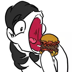 Size: 3000x3000 | Tagged: artist:the-wag, bacon, burger, cheese, cheeseburger, derpibooru import, faic, food, hamburger, meat, oc, oc:revan grey, ponies eating meat, safe, solo