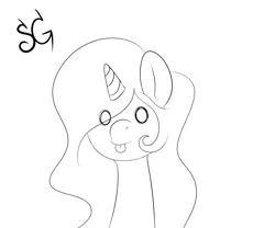 Size: 6000x5000 | Tagged: safe, artist:sunlightgryphon, derpibooru import, princess celestia, :p, absurd resolution, long neck, monochrome, silly, tongue out