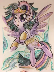 Size: 1536x2048 | Tagged: safe, artist:sararichard, derpibooru import, twilight sparkle, twilight sparkle (alicorn), alicorn, pony, bracelet, crown, female, jewelry, lasso of truth, looking at you, mare, regalia, wonder woman