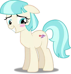 Size: 3814x4000 | Tagged: safe, artist:dashiesparkle, derpibooru import, edit, editor:slayerbvc, vector edit, coco pommel, earth pony, pony, made in manehattan, .svg available, accessory-less edit, blushing, female, floppy ears, grin, mare, missing accessory, simple background, smiling, solo, transparent background, vector