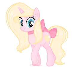 Size: 1928x1748 | Tagged: safe, artist:talentspark, derpibooru import, oc, oc:butter belle, pony, unicorn, bow, female, hair bow, mare, simple background, solo, tail bow, transparent background