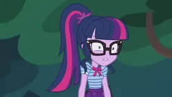 Size: 2208x1242 | Tagged: safe, derpibooru import, screencap, sci-twi, twilight sparkle, equestria girls, equestria girls series, stressed in show, stressed in show: fluttershy, bowtie, geode of telekinesis, glasses, magical geodes, ponytail, solo, stressed