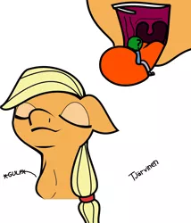 Size: 2096x2448 | Tagged: suggestive, artist:tjarvinen, derpibooru import, applejack, oc, oc:anon, earth pony, human, pony, comic, eating, female, fetish, giantess, hatless, human prey, in mouth, macro, mare, mawshot, missing accessory, open mouth, ponies eating humans, pony pred, simple background, soft vore, swallowing, throat, tongue out, uvula, vore, white background, willing vore