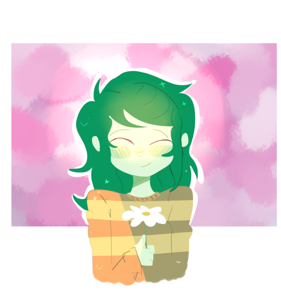 Size: 3897x4250 | Tagged: safe, artist:noahther, derpibooru import, wallflower blush, equestria girls, equestria girls series, forgotten friendship, absurd resolution, blushing, clothes, eyes closed, flower, pun, shirt, signature, simple background, smiling, solo, transparent background, visual pun