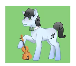 Size: 1245x1081 | Tagged: safe, artist:guiltyp, derpibooru import, oc, oc:fortissimo, unofficial characters only, earth pony, pony, bowtie, male, offspring, parent:frederic horseshoepin, parent:octavia melody, parents:fredtavia, solo, stallion, violin