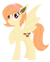 Size: 1024x1275 | Tagged: safe, artist:saukapie, derpibooru import, oc, oc:cookie crumb, unofficial characters only, bat pony, vampony, fangs, female, hairband, mare, offspring, parent:big macintosh, parent:fluttershy, parents:fluttermac, simple background, solo, transparent background