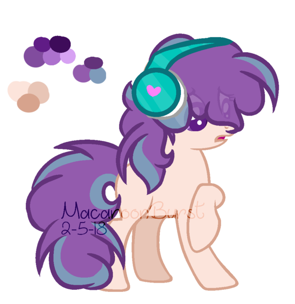 Size: 993x1024 | Tagged: safe, artist:macaroonburst, derpibooru import, oc, earth pony, pony, female, headphones, magical lesbian spawn, mare, offspring, parent:pinkie pie, parent:vinyl scratch, parents:vinylpie, simple background, solo, transparent background