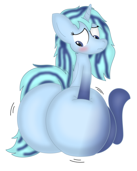 Size: 4384x5451 | Tagged: suggestive, artist:notyobizz, derpibooru import, oc, oc:urban wave, unofficial characters only, unicorn, absurd resolution, ashamed, blank flank, bottom heavy, butt expansion, extra thicc, fat, female, growth, huge butt, hyper pear, impossibly large butt, impossibly wide ass, impossibly wide hips, large butt, looking back, pear shaped, plump, simple background, solo, the ass was fat, thick, thunder thighs, transparent background, wide hips, wide load