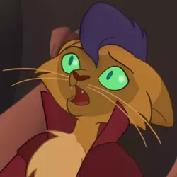 Size: 500x500 | Tagged: abyssinian, anthro, capper dapperpaws, cat, cropped, derpibooru import, floppy ears, male, my little pony: the movie, safe, screencap, solo, surprised, taye diggs