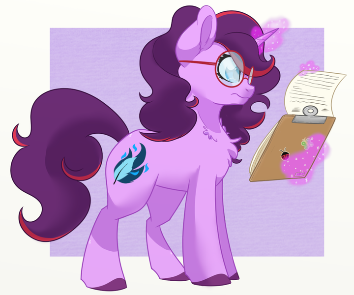 Size: 1024x853 | Tagged: safe, artist:itstaylor-made, derpibooru import, oc, oc:aramau, unofficial characters only, pony, unicorn, clipboard, female, levitation, magic, mare, solo, telekinesis