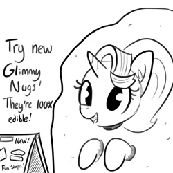 Size: 1650x1650 | Tagged: safe, artist:tjpones, derpibooru import, starlight glimmer, pony, unicorn, chicken meat, chicken nugget, clothes, costume, cute, dialogue, ear fluff, equal sign, female, food, glimmerbetes, grayscale, happy, mare, meat, monochrome, open mouth, simple background, sketch, smiling, solo, weapons-grade cute, white background