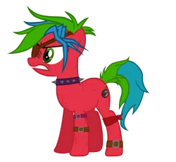 Size: 6208x5697 | Tagged: safe, artist:aborrozakale, derpibooru import, oc, oc:emerald shade, earth pony, pony, absurd resolution, alternate design, angry, choker, eyepatch, female, mare, scar, simple background, solo, spiked choker, transparent background, vector