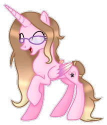 Size: 644x751 | Tagged: safe, artist:bluemoonbluepony, derpibooru import, oc, oc:cindy, unofficial characters only, alicorn, pony, base used, female, glasses, happy, mare, simple background, solo, transparent background