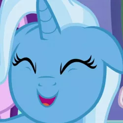 Size: 720x719 | Tagged: safe, derpibooru import, screencap, trixie, pony, unicorn, all bottled up, cropped, cute, diatrixes, eyes closed, female, floppy ears, happy, mare, smiling, solo