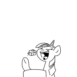 Size: 1280x1280 | Tagged: safe, artist:pencilbrony, derpibooru import, twilight sparkle, bird, unicorn, black and white, eating, eyes closed, female, food, grayscale, horn, mare, monochrome, open mouth, ponies eating meat, ponies eating seafood, simple background, solo, sushi, white background