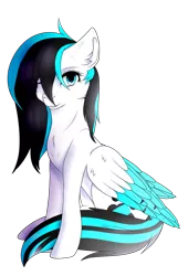 Size: 894x1311 | Tagged: safe, artist:moondisegna, derpibooru import, oc, pegasus, pony, colored wings, female, mare, multicolored wings, simple background, sitting, solo, transparent background, two toned wings