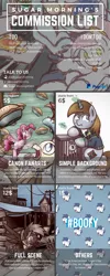 Size: 800x2000 | Tagged: safe, artist:sugar morning, derpibooru import, pinkie pie, princess skystar, oc, oc:littlepip, oc:slipstream, oc:sugar morning, classical hippogriff, hippogriff, pegasus, pony, unicorn, fallout equestria, fanfic, my little pony: the movie, boof, boofy, boofy is a good boy, cage, clothes, collage, commission, commission info, commission list, couple, cute, fanfic art, female, food, glowing horn, gun, hooves, horn, levitation, magic, male, mare, oc x oc, pie, pipbuck, rifle, saddle bag, screwdriver, shipping, stallion, straight, sugarstream, telekinesis, vault suit, weapon, wings