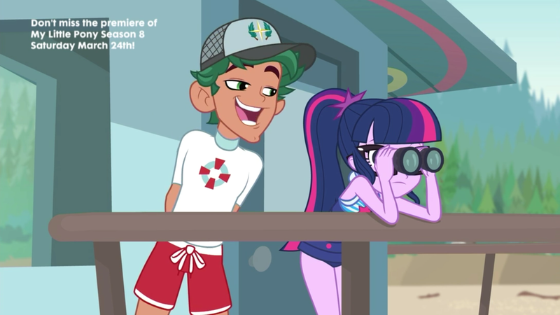 Size: 1920x1080 | Tagged: safe, derpibooru import, screencap, sci-twi, timber spruce, twilight sparkle, equestria girls, equestria girls series, unsolved selfie mysteries, clothes, female, lifeguard timber, male, shipping, straight, swimsuit, timbertwi