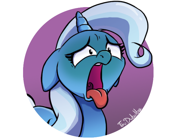 Size: 653x488 | Tagged: safe, artist:foudubulbe, derpibooru import, trixie, pony, unicorn, bleh, disgusted, female, mare, open mouth, solo, tongue out, yuck