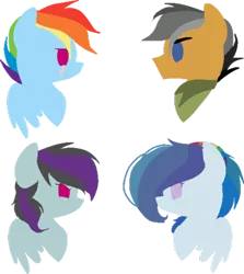 Size: 400x448 | Tagged: safe, artist:belladrawsstuff2004, derpibooru import, quibble pants, rainbow dash, oc, oc:storm cloud, oc:wind racer, pegasus, pony, family, female, male, mare, offspring, parent:quibble pants, parent:rainbow dash, parents:quibbledash, quibbledash, scar, shipping, simple background, straight, transparent background