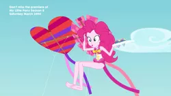 Size: 1920x1080 | Tagged: safe, derpibooru import, screencap, pinkie pie, equestria girls, equestria girls series, too hot to handle, barefoot, clothes, feet, food, geode of sugar bombs, kite, kite flying, swimsuit