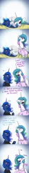 Size: 1200x7200 | Tagged: safe, artist:anticular, derpibooru import, princess celestia, princess luna, alicorn, pony, ask sunshine and moonbeams, bags under eyes, bed, blanket, bust, clothes, comic, dialogue, duo, female, glowing horn, gradient background, hoodie, laughing, magic, mare, mobile phone, open mouth, oversleeping, pajamas, phone, pillow, raised hoof, royal sisters, sleeping, smartphone, sweat, telekinesis, waking up