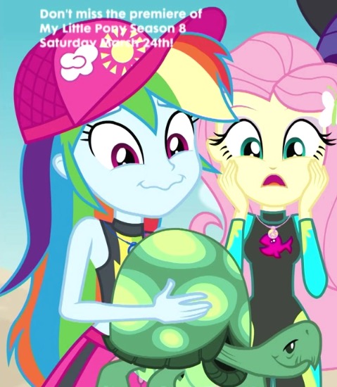 Size: 479x550 | Tagged: safe, derpibooru import, screencap, fluttershy, rainbow dash, tank, tortoise, aww... baby turtles, equestria girls, equestria girls series, cap, clothes, cropped, cute, dashabetes, faic, hat, smiling, swimsuit