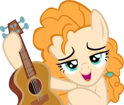 Size: 4912x4158 | Tagged: safe, artist:ironm17, derpibooru import, pear butter, earth pony, pony, absurd resolution, bedroom eyes, guitar, looking at you, open mouth, simple background, solo, transparent background, vector