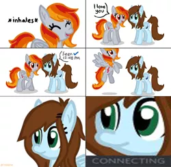 Size: 1280x1245 | Tagged: artist:tridashie, comic, cute, derpibooru import, duo, edit, meme, oc, oc:shinycyan, oc:tridashie, safe, seenzoned, simple background, slow, thousand yard stare, unofficial characters only, white background