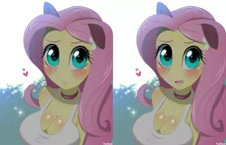 Size: 1200x772 | Tagged: dead source, suggestive, artist:tsudashie, derpibooru import, fluttershy, equestria girls, adoptable, big breasts, blushing, breasts, busty fluttershy, cat ears, choker, chokershy, cleavage, clothes, female, heart, image, jewelry, looking at you, necklace, nervous, open mouth, pet, png, sexy, solo, sweat, tanktop