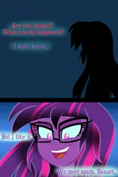 Size: 600x900 | Tagged: safe, artist:wubcakeva, derpibooru import, sci-twi, twilight sparkle, comic:ask casual midnight and demon shimmer, equestria girls, causal midnight sparkle, comic, long hair, midnight sparkle, possessed