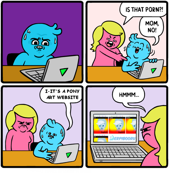 Size: 660x684 | Tagged: artist:mr. lovenstein, caught, comic, computer, derpibooru, derpibooru import, exploitable meme, family, female, funny, human, meme, meta, mother, slowpoke, suggestive, truth, truth meme