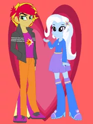 Size: 470x630 | Tagged: safe, artist:jamessentry, derpibooru import, sunset shimmer, trixie, equestria girls, equestria guys, female, half r63 shipping, male, rule 63, shipping, straight, sunset glare, suntrix, trixglare