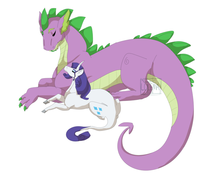 Size: 4252x3664 | Tagged: safe, artist:lu-le-ma, derpibooru import, rarity, spike, female, male, older, older spike, shipping, simple background, sparity, straight, transparent background