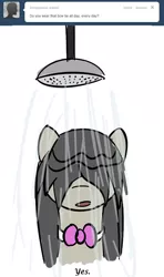 Size: 478x807 | Tagged: safe, artist:erthilo, derpibooru import, octavia melody, earth pony, pony, ask octavia, female, mare, messy mane, shower, solo, wet mane