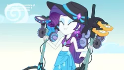Size: 1920x1080 | Tagged: safe, derpibooru import, screencap, rarity, equestria girls, equestria girls series, lost and found, clothes, headphones, jewelry, solo, swimsuit, treasure detector