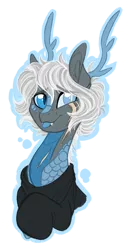 Size: 849x1600 | Tagged: safe, artist:australian-senior, derpibooru import, oc, oc:wheatley invictus, unofficial characters only, alicorn, dracony, hybrid, kirin, kirindos, :p, alternate universe, antlers, blind eye, blue eyes, blue tongue, clothes, colored sclera, eye scar, image, png, scar, silly, simple background, solo, sweater, tongue out, transparent background