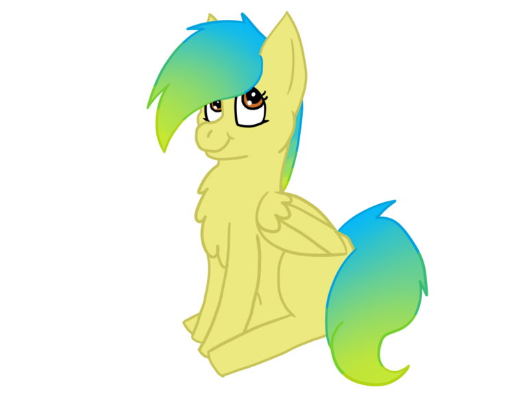 Size: 1000x800 | Tagged: safe, artist:insanity-w0lf, derpibooru import, oc, oc:synchronize, unofficial characters only, pegasus, pony, chest fluff, female, gradient mane, looking up, simple background, sitting, smiling, solo, transparent background