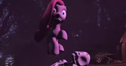 Size: 4096x2160 | Tagged: semi-grimdark, artist:o0despair0o, derpibooru import, pinkie pie, pony, 3d, bone, dead, high res, knife, pinkamena diane pie, skeleton, solo, source filmmaker