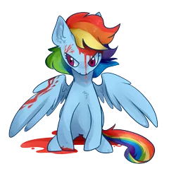 Size: 1198x1159 | Tagged: artist:goshhhh, blood, blood on face, blood on the floor, derpibooru import, rainbow dash, semi-grimdark, simple background, transparent background