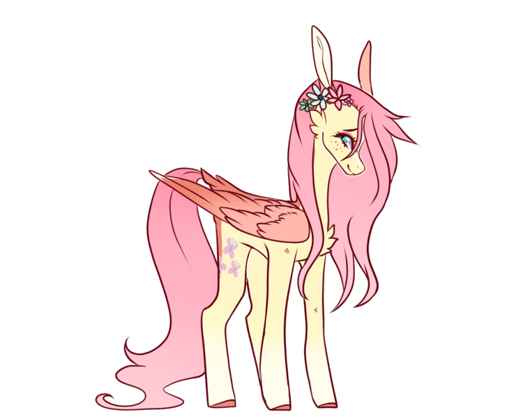 Size: 2000x1650 | Tagged: safe, artist:skimea, derpibooru import, fluttershy, pony, alternate design, colored wings, simple background, solo, transparent background