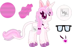 Size: 1695x1110 | Tagged: safe, artist:casanova-mew, derpibooru import, oc, oc:magnesium, ponified, unofficial characters only, object pony, original species, pony, unicorn, chest fluff, element pony, female, leonine tail, mare, reference sheet, simple background, solo, transparent background, unshorn fetlocks