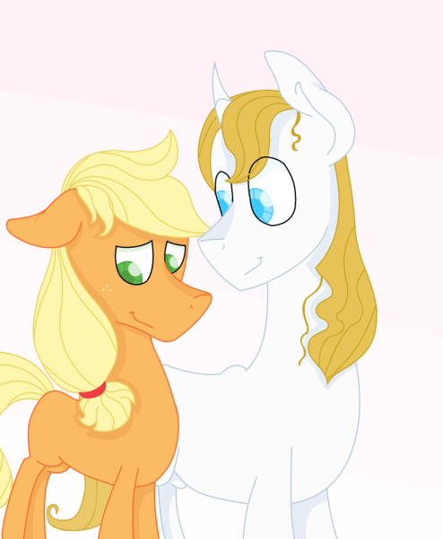 Size: 1856x2256 | Tagged: applejack, artist:moonlightnote, bluejack, derpibooru import, female, male, prince blueblood, safe, shipping, smiling, straight