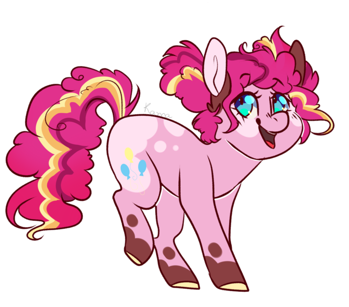 Size: 1576x1387 | Tagged: safe, artist:skimea, derpibooru import, pinkie pie, pony, alternate design, colored hooves, happy, simple background, solo, transparent background