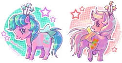 Size: 915x477 | Tagged: safe, artist:conphettey, derpibooru import, pearlshine, starswirl, pony, colorswirl ponies, fairy brights, fancy swirl ponies, female, g1, mare, simple background, transparent background