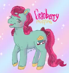 Size: 472x500 | Tagged: safe, artist:pixieward, derpibooru import, cranberry muffins, earth pony, pony, female, g1, mare, solo