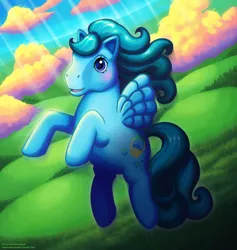 Size: 1042x1100 | Tagged: safe, artist:andrea-koupal, derpibooru import, blueberry baskets, pegasus, pony, female, g1, mare, solo