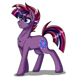 Size: 2200x2300 | Tagged: safe, artist:jack-pie, derpibooru import, oc, oc:stellar rain, unofficial characters only, pony, unicorn, daughter, female, magical lesbian spawn, mare, offspring, parent:tempest shadow, parent:twilight sparkle, parents:tempestlight, simple background, solo, transparent background